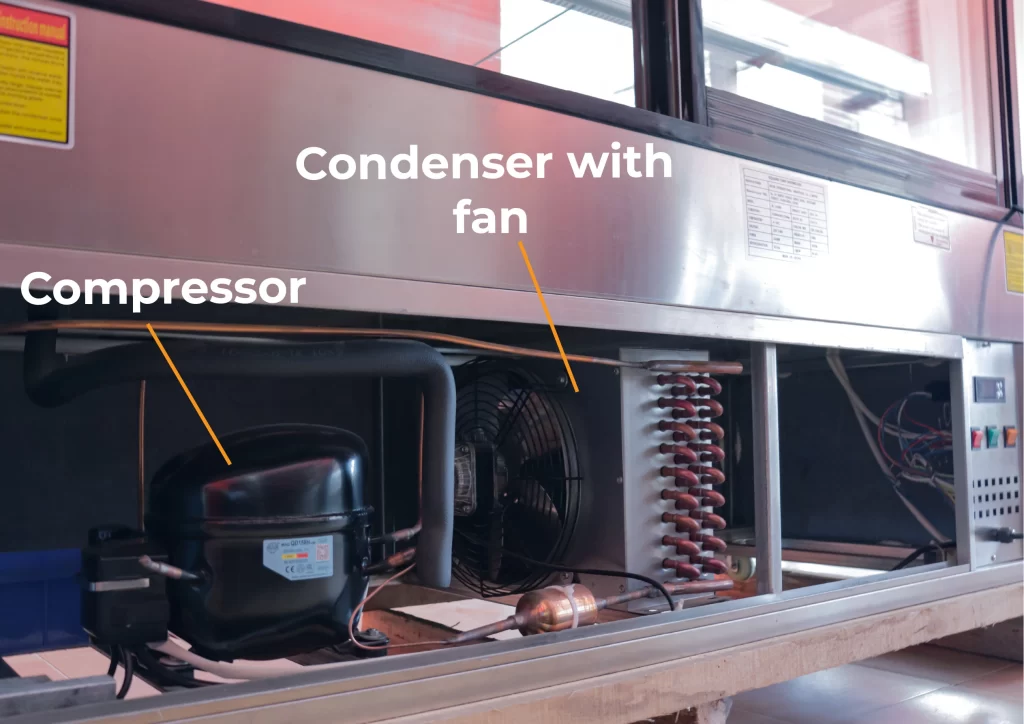 cake display condenser and compressor